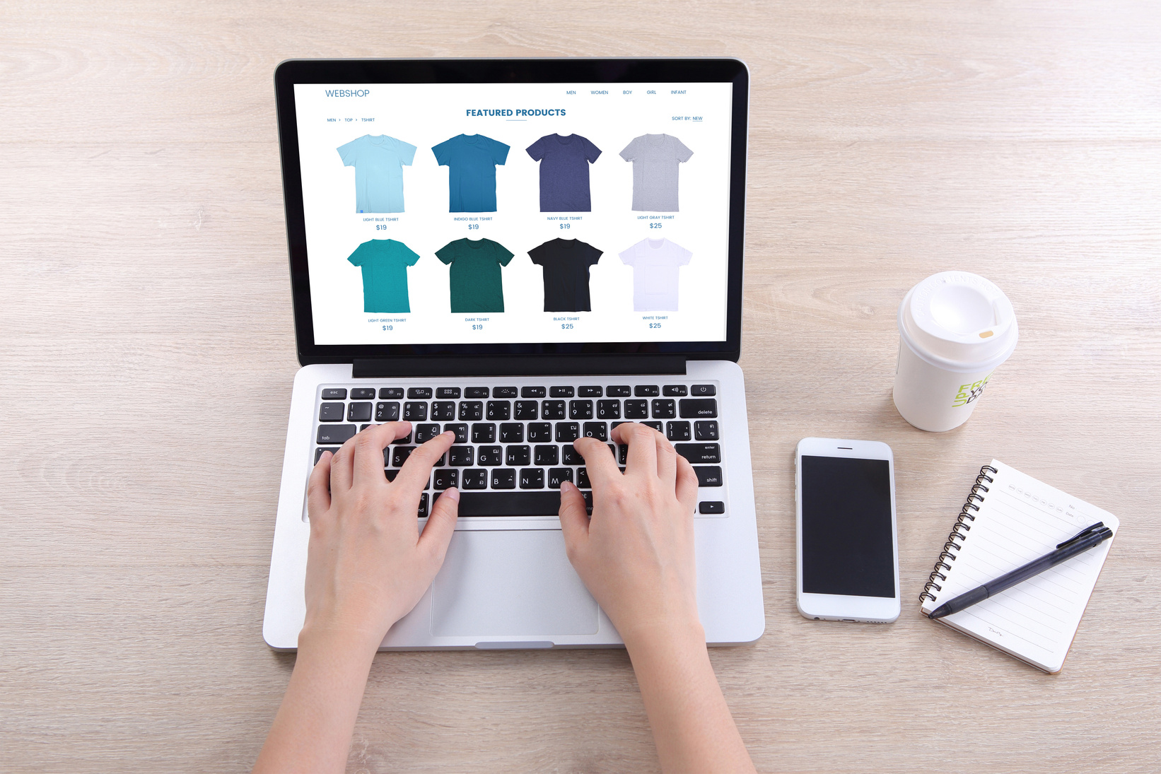 Person Selecting Shirts on an Online Website